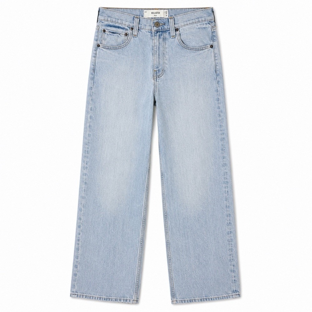 Hollister Womens Baggy Jeans Light Wash Blue Denim W28 L30 High Rise 30x30